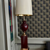 Ceramic and burgundy lacquered metal lamp