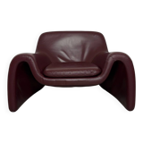 Sculptural Leather Lounge Chair by Cinova, Italy 1970s