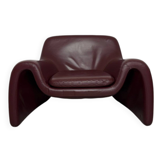 Sculptural Leather Lounge Chair by Cinova, Italy 1970s
