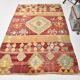 4x7 Red Green Turkish Vintage Kilim Rug 135x210Cm SK 2239
