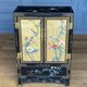 Lacquer furniture china 1960 two doors decor birds and floral black background