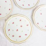 Lot de 4 assiettes fleuries en porcelaine de Limoges B & Cie