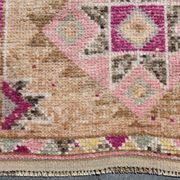 Fuchsia & Pink Vintage Runner Rug,Anatolian Geometric Wool Carpet,80x364 Cm