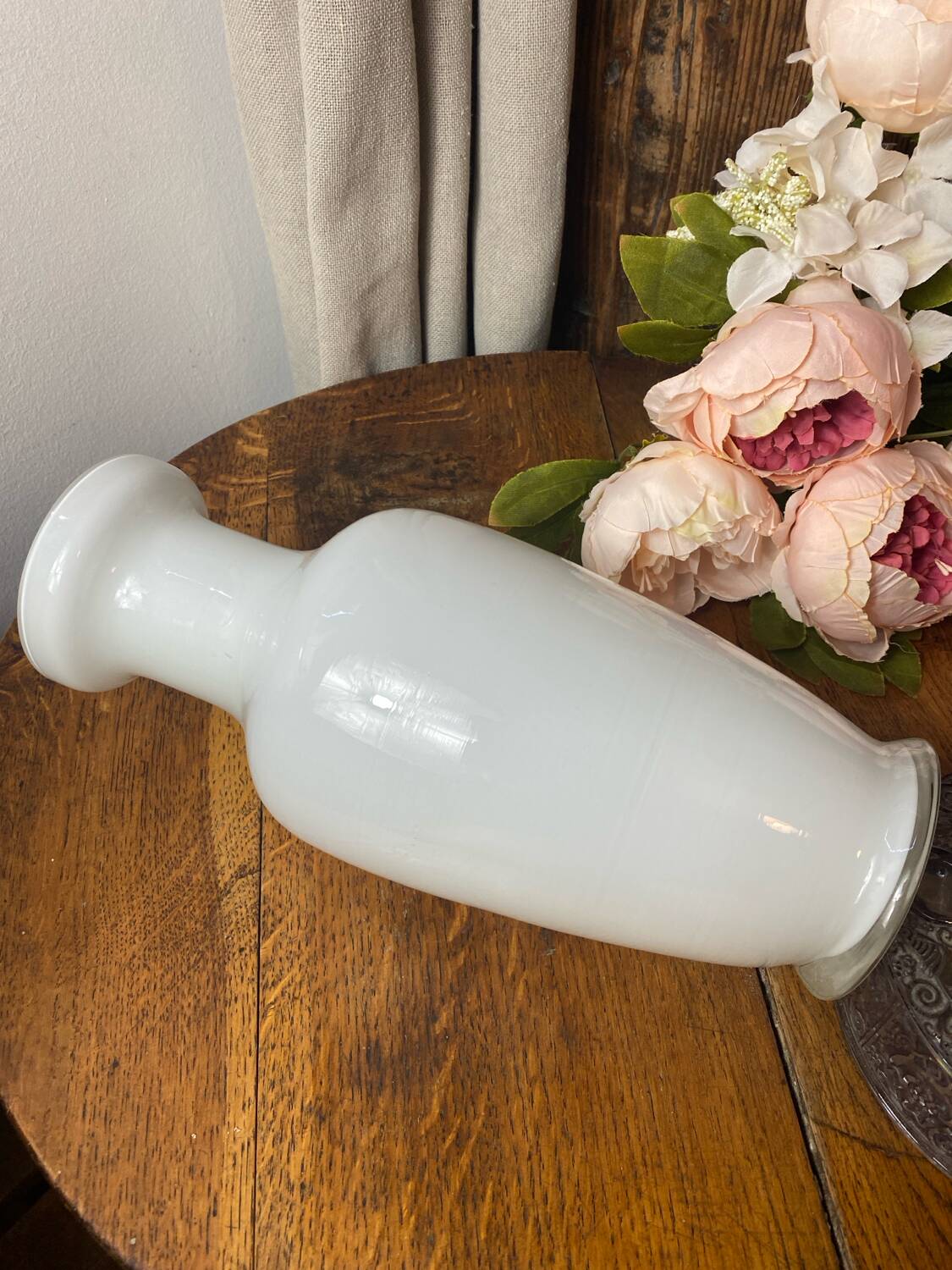 White glass vase