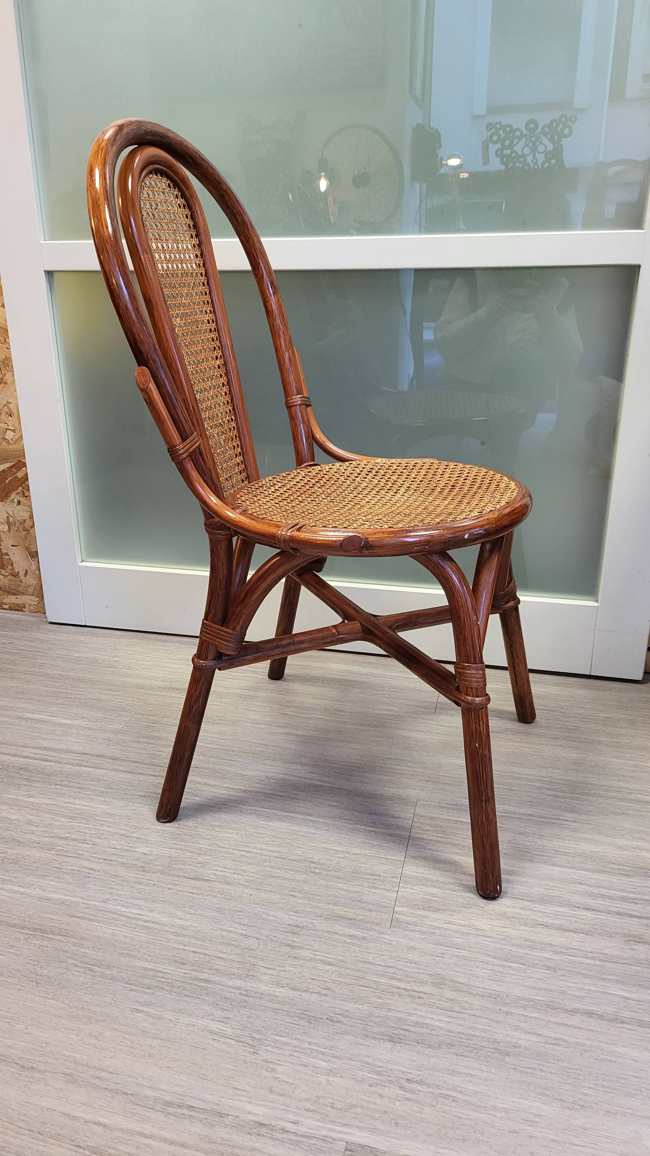Vintage rattan and cane bistro chair