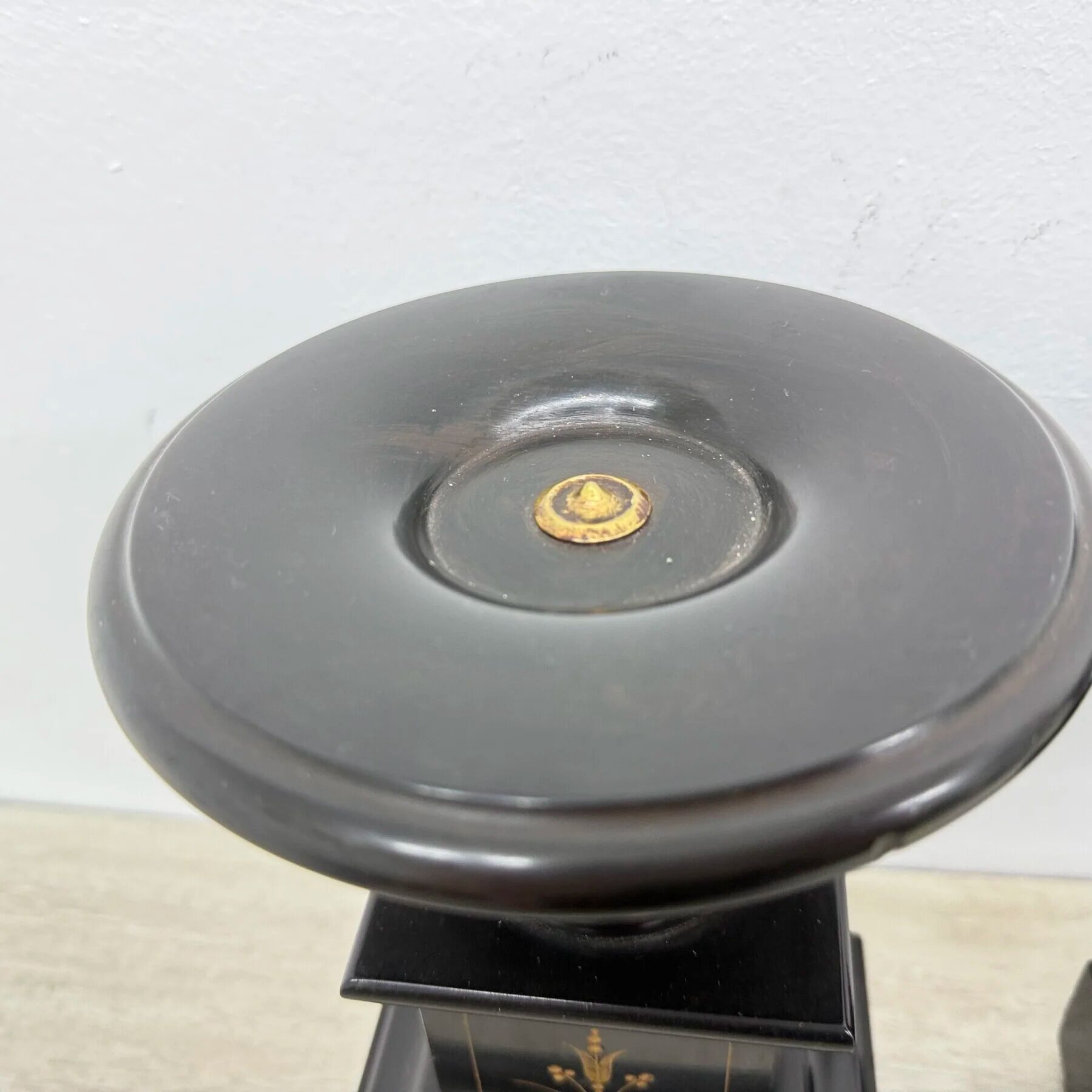 Antique French black marble cassoulets gilt decor pedestals neoclassical pair, 1900s