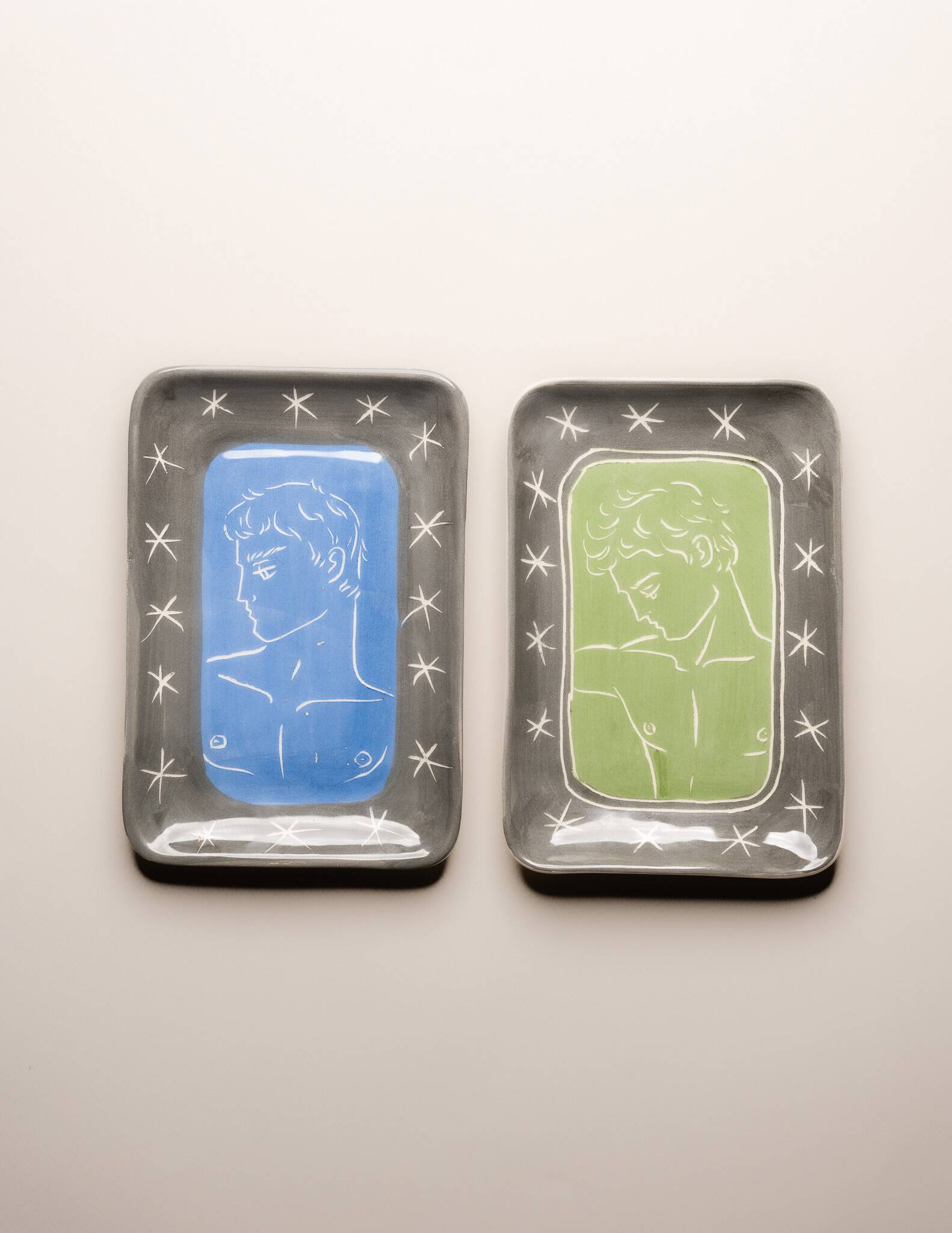 Vide-poche en céramique bleu