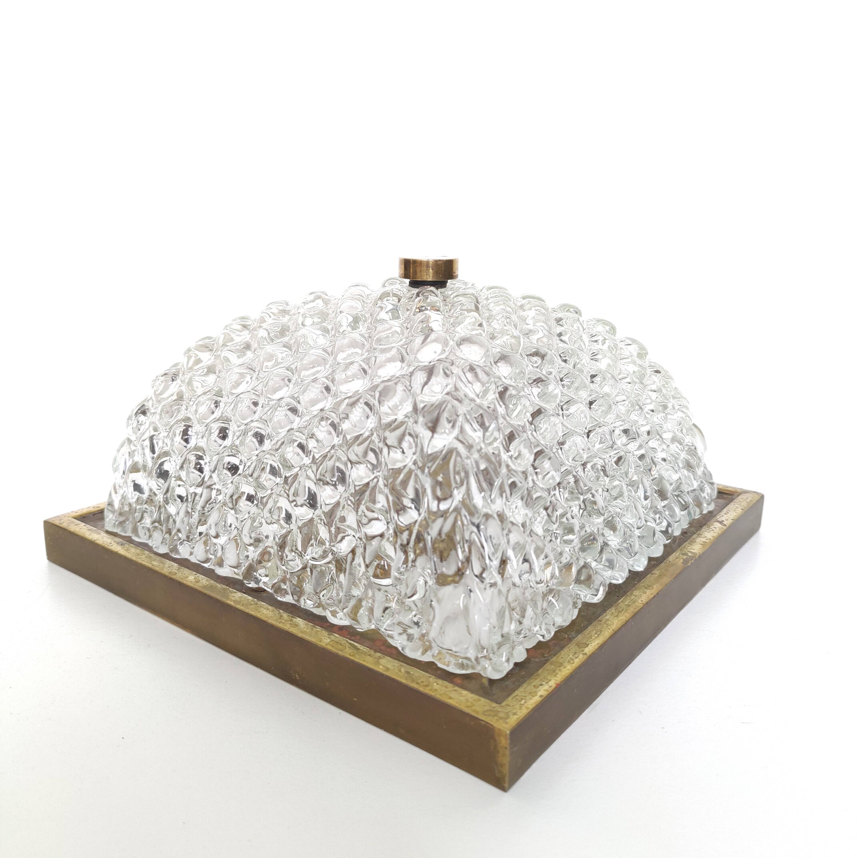 Golden globe ceiling light, bubble glass and brass