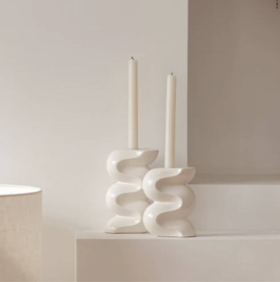 Duo of candle holders - CREAM WHITE
