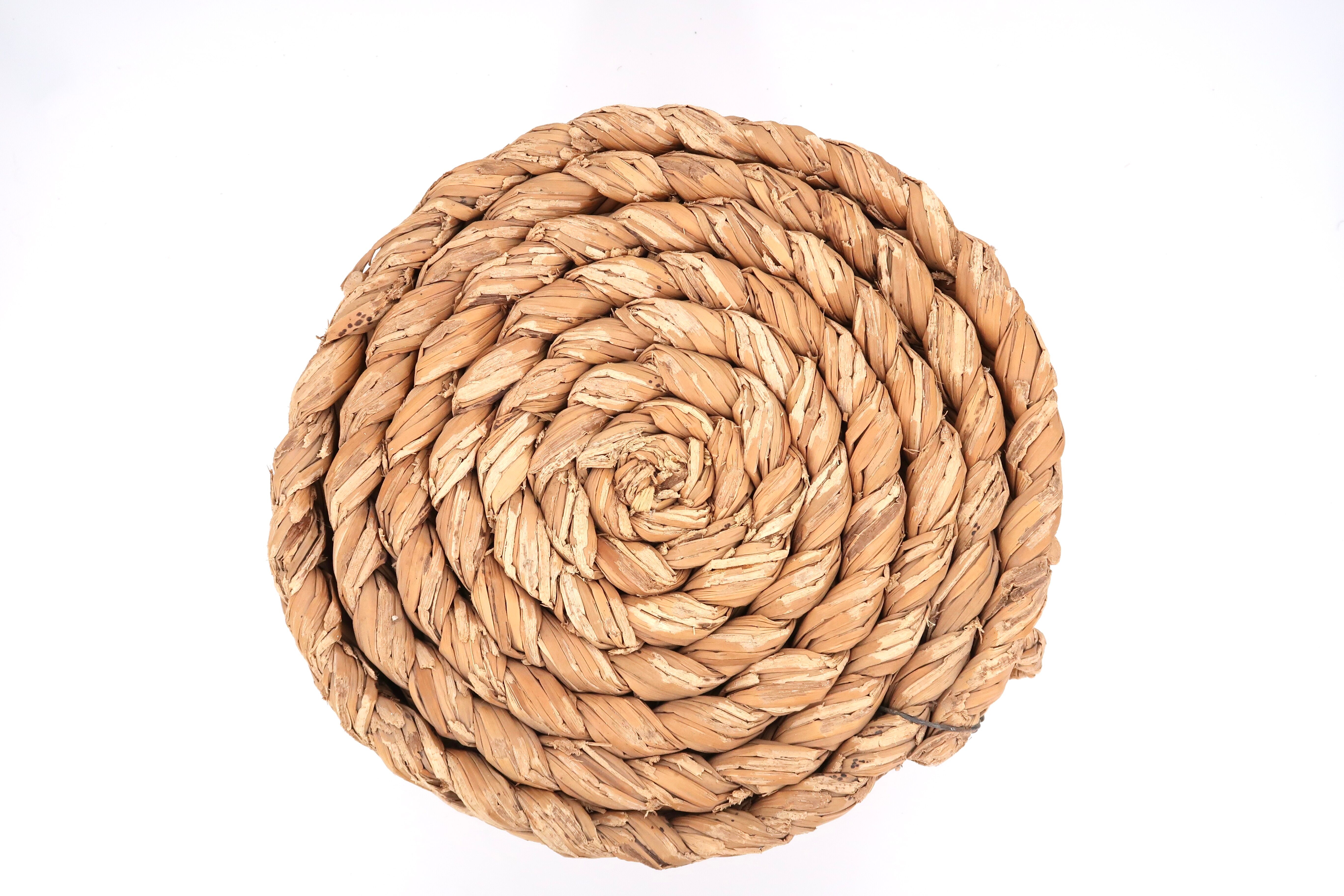 Cylindrical stool in woven fiber, 1970s