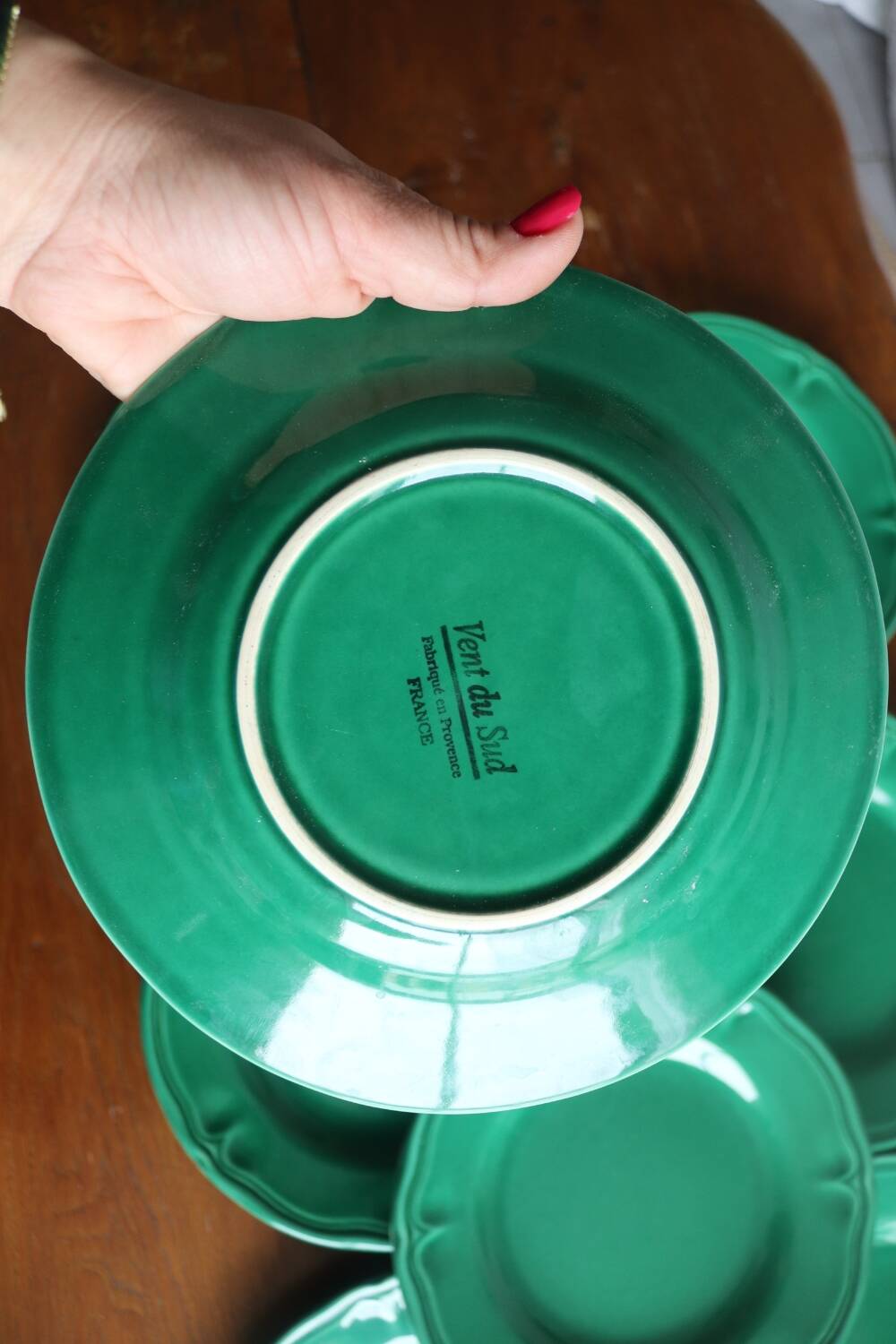 8 green dessert plates, southern wind