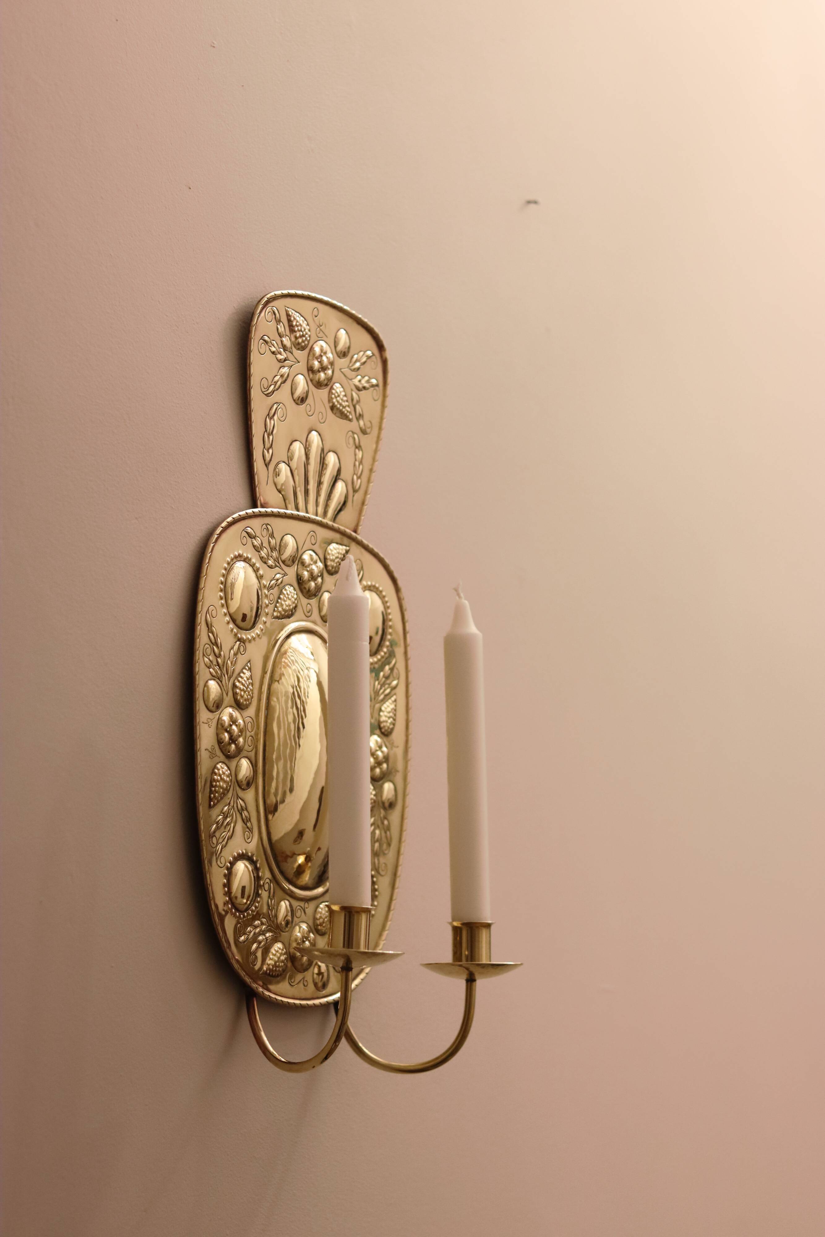 Mid Century Swedish Brass Sconce