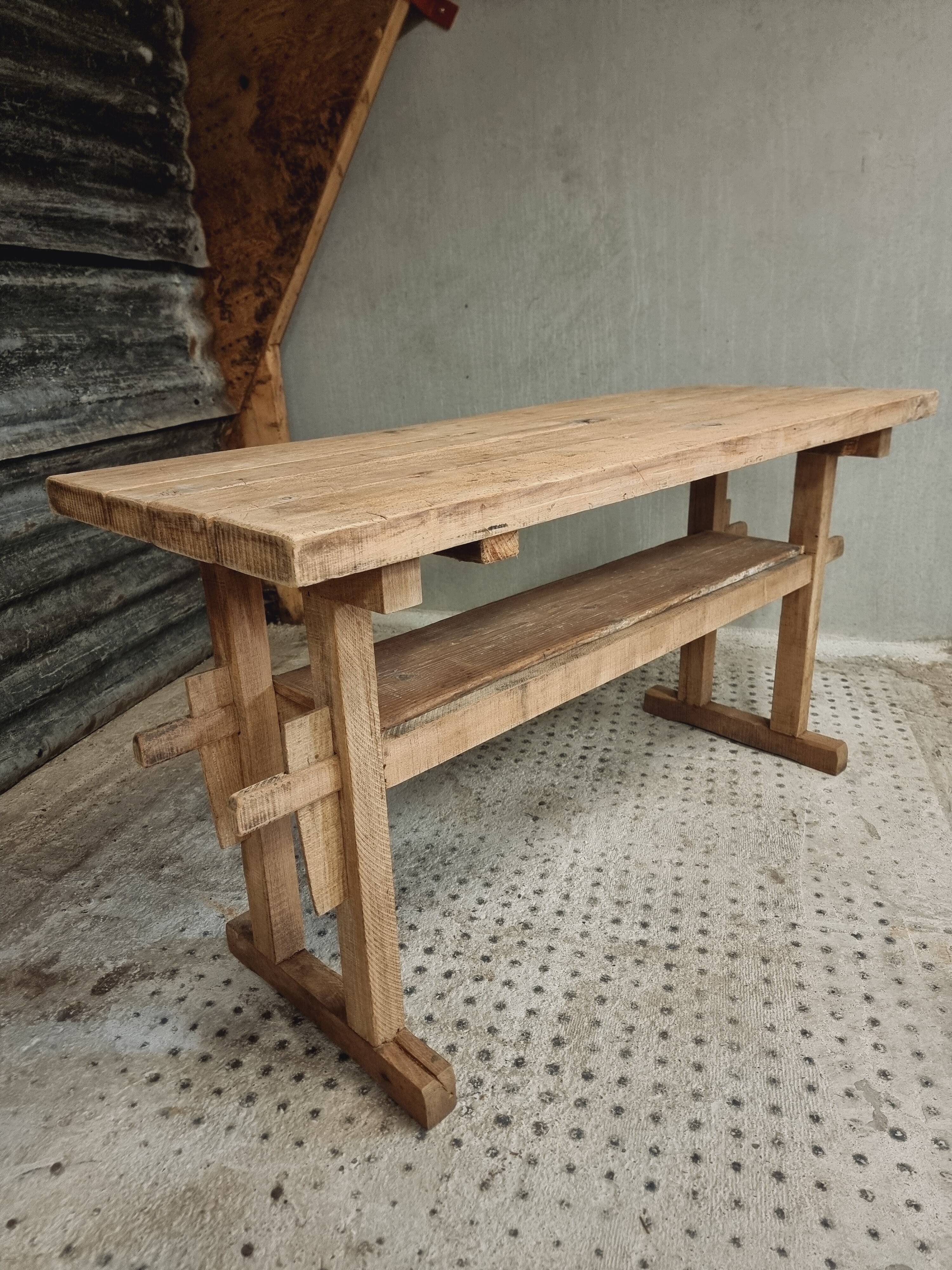 Old workbench side table bathroom furniture oak/beech 60x160cm
