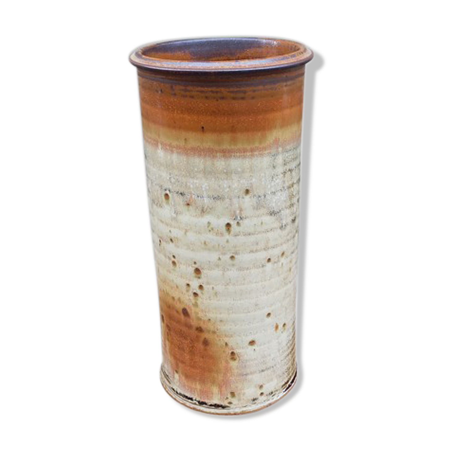 Potter's top cylinder vase in enamelled sandstone