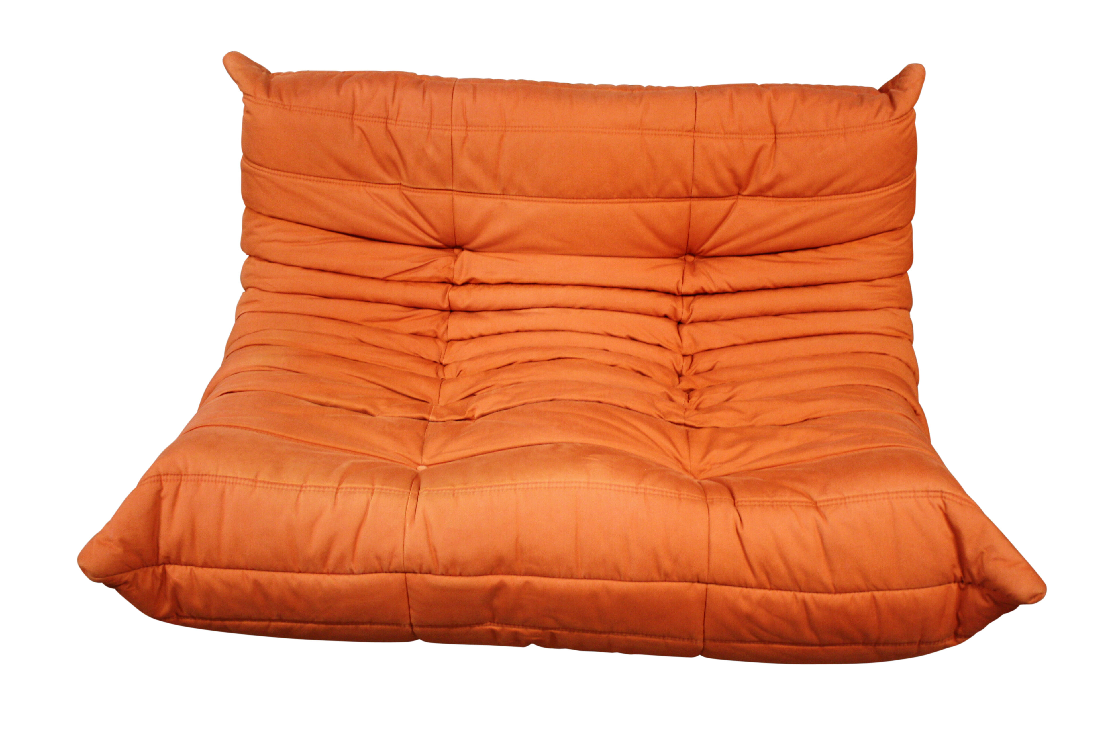 Modular 3 piece orange sofa by Michel Ducaroy for Ligne Roset