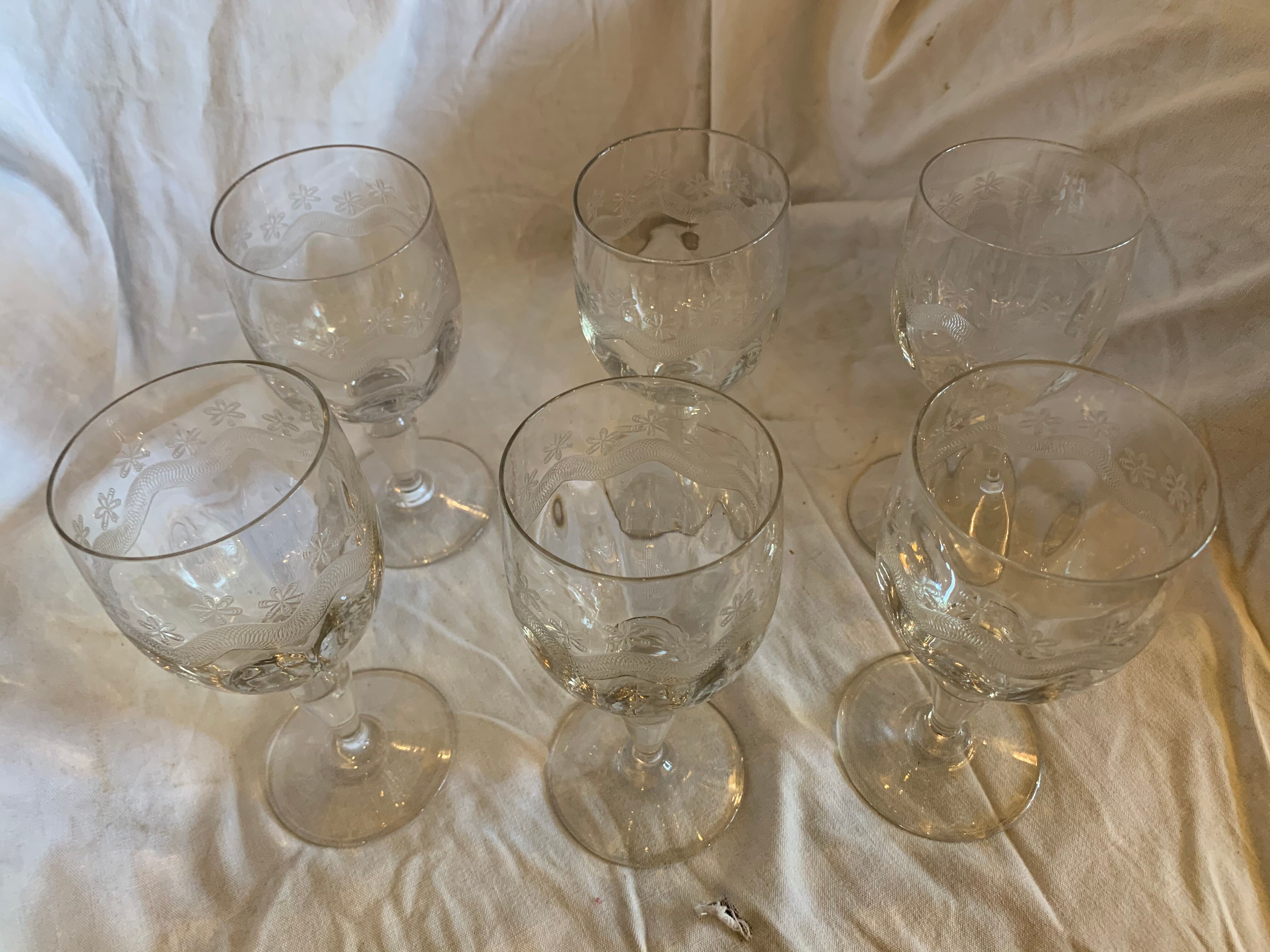 6 wine glasses