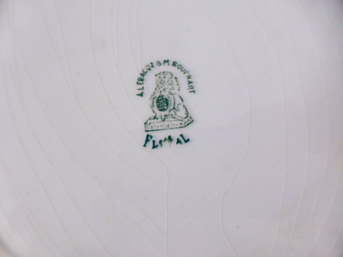 Round and hollow vintage dish A Lebacqz and M Bouchart porcelain floral pattern