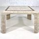 1970s-80s coffee table in stone marquetry and brass.