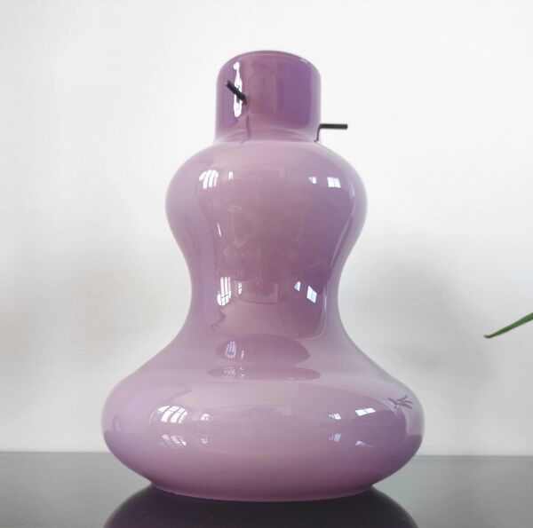 Lustre vintage suspension opaline Murano - Massimo Vignelli pour Visto