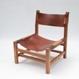 Pair of elm and leather heaters by Maison Regain, 1960s