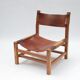 Paire de chauffeuses en orme et cuir par la Maison Regain, 1960s
