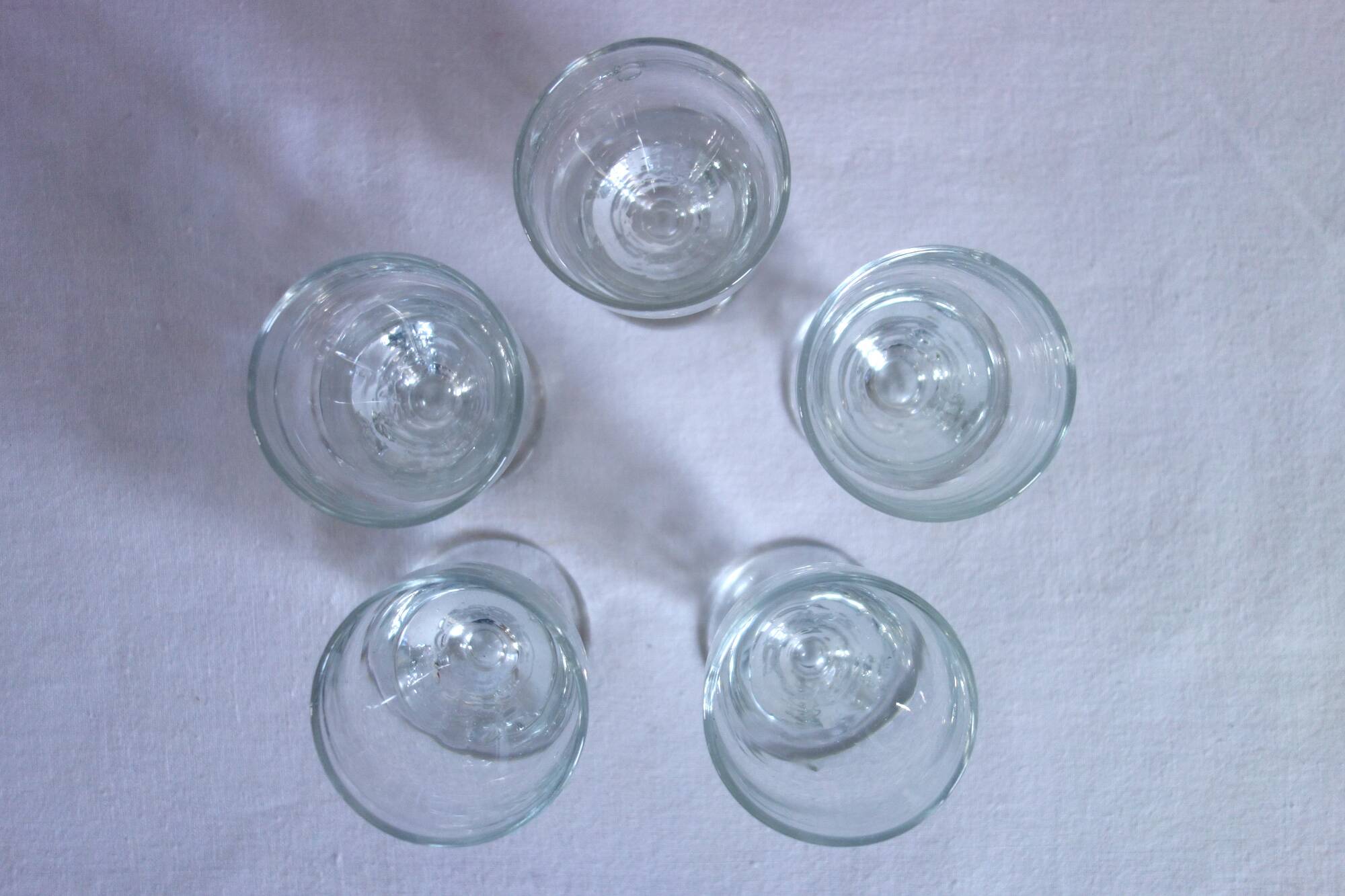 5 small antique absinthe glasses