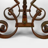 Art Deco round pedestal table in marble and wrought iron, circa 1940