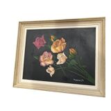 Large painting Still life with roses by Bousseau R.