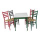 B&B Italy Wicker Chairs Table Colorful Mid-Century Design 60s 70s, Set of 5