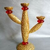 Candle holder in gilded bronze and resin by Richard Lauret for Fondica. France 1990s