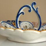 Dish, egg server in hand-painted earthenware, signed Geo Martel