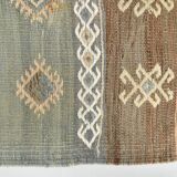 Light Green Striped Vintage Kilim Runner Rug, 63x180Cm