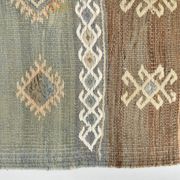 Tapis coureur vintage en kilim rayé vert clair, 63x180 cm