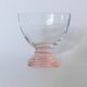 Lot vintage de 7 verres à vin des années 1980 en verre transparent avec pied rose à étages, par Bormioli (Italie)