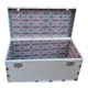 Old metal aluminum trunk / mail trunk / industrial / interior fabric