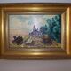 Oil on wood panel rooster and hens signed