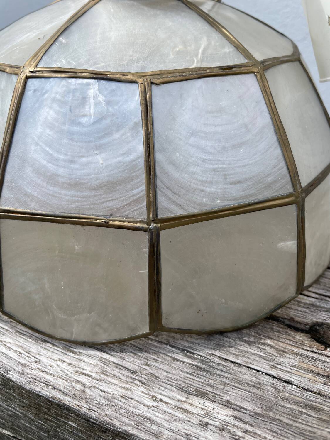 Mother-of-pearl and brass pendant light