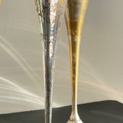 6 Flutes Champagne Laiton Argenté Vintage