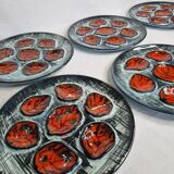 Set of six plates, oyster set, Pornic, 25 cm