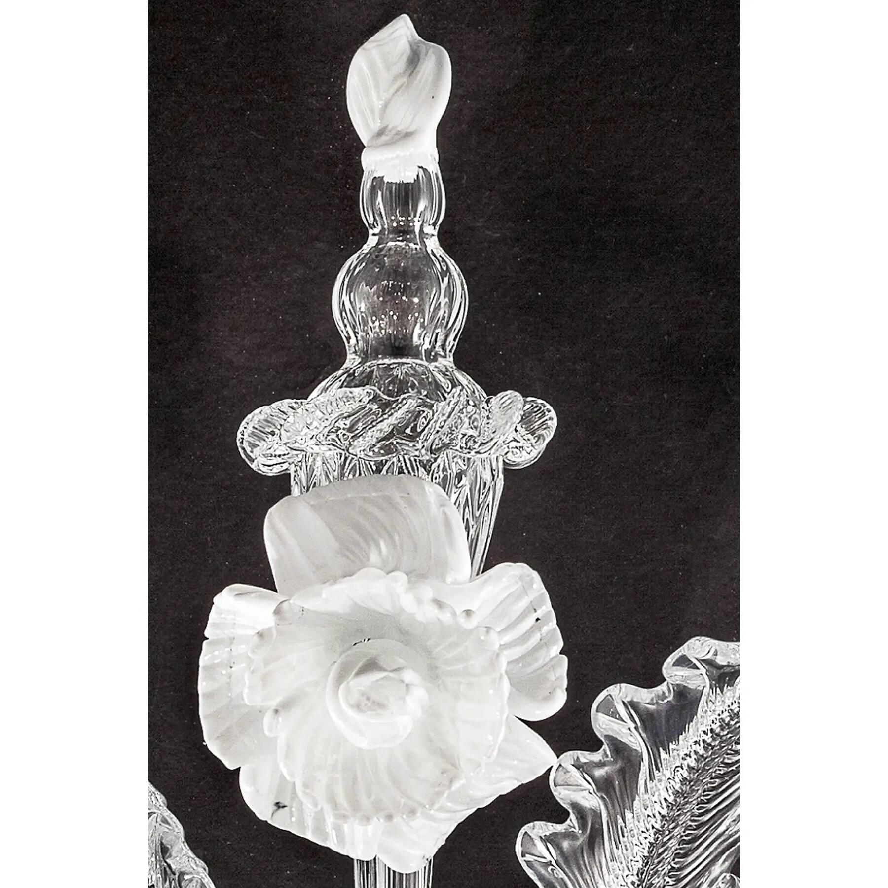 Venetian Style Transparent & White Floral Murano Glass Wall Light