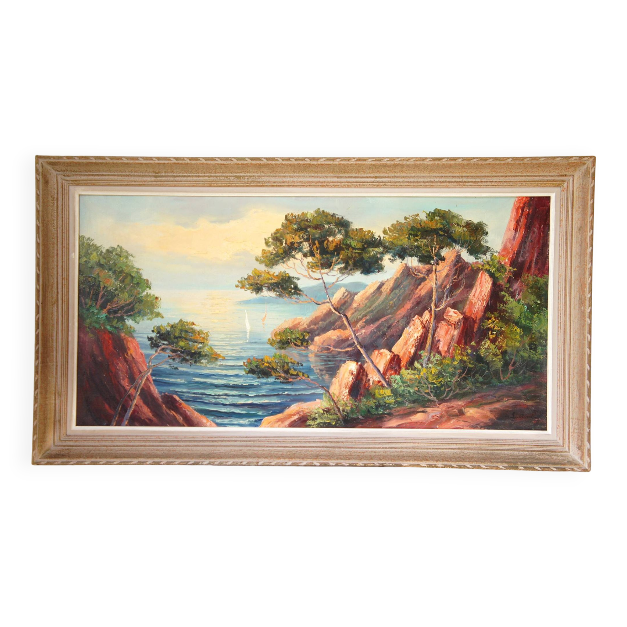 Painting by the painter Louis Andrey "Impressionist landscape of the Côte d'Azur"