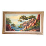 Painting by the painter Louis Andrey "Impressionist landscape of the Côte d'Azur"