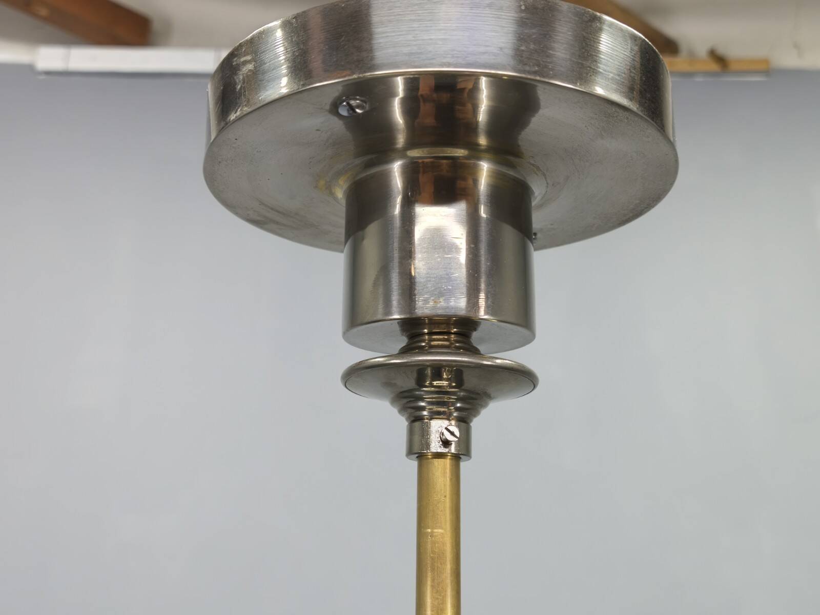 Art Deco Pendant Light with Opaline Glass Shade, Czechoslovakia 1930s