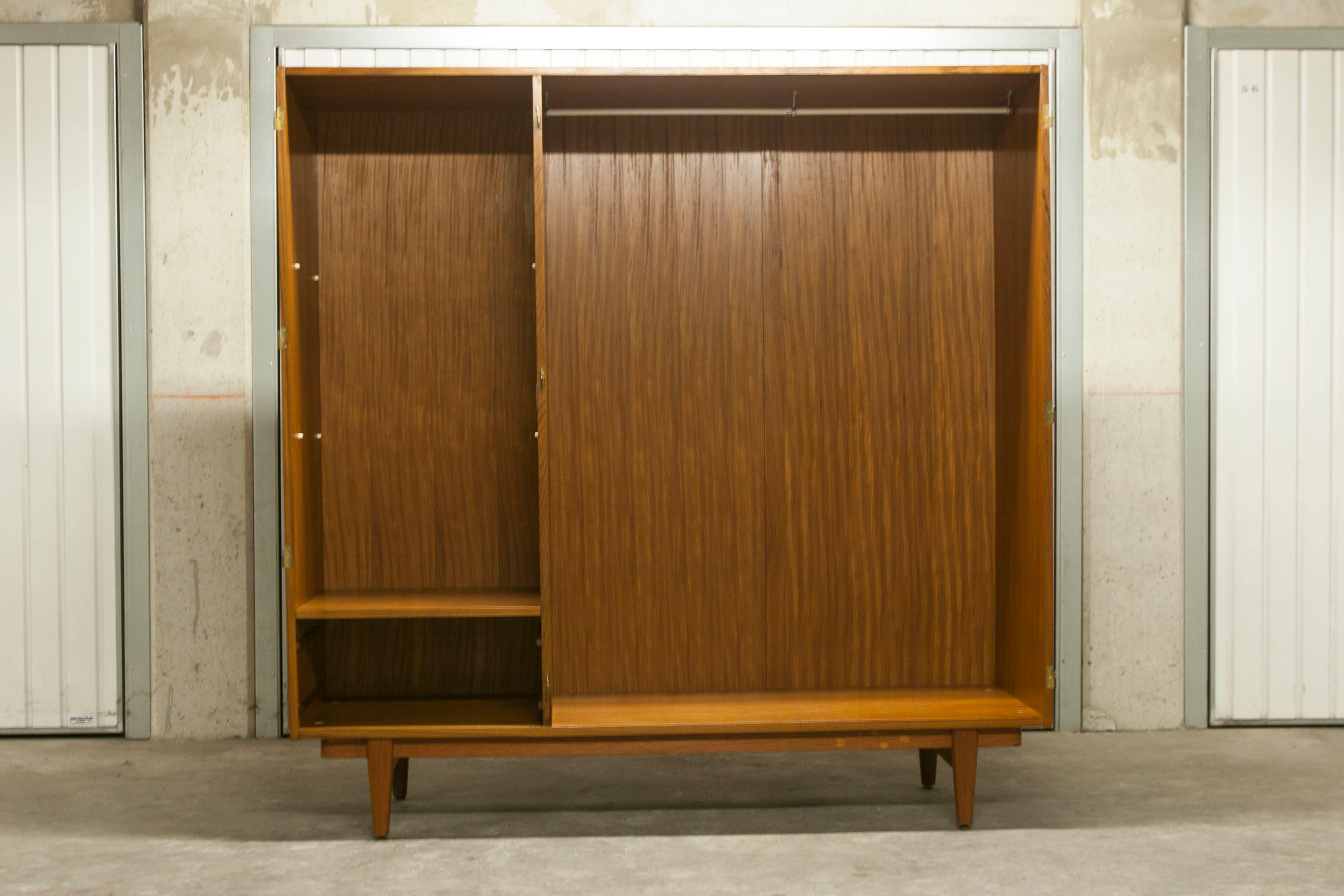 Danish Scandinavian wardrobe signed Sven Ellekaer 1960 3 doors 2 drawers with mounting plan