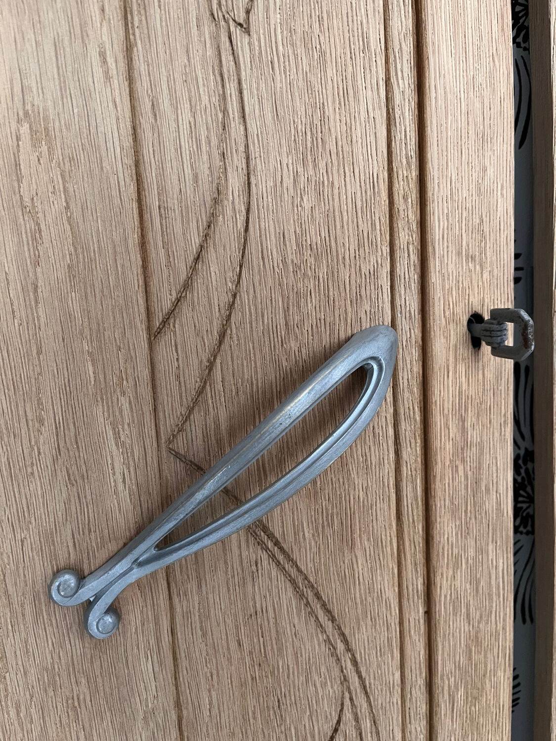 Vintage Art Deco duo of doors Rose and Daisy solid oak wood