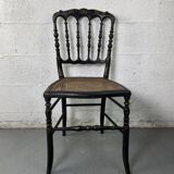 Chaise Napoleon III, Chiavari en bois noirci peint et cannage