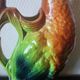 Pair of duck and rooster jugs in St Clément barbotine vintage