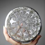 Large crystal flower pick with vintage silver metal rim Reims 31 alveol