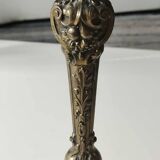 Pair of Antique Flambeaux Candlesticks/Baroque Style, Rocaille. In gilded bronze. 19th century