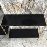 Set of modular String shelves - black and gold metal - 1960